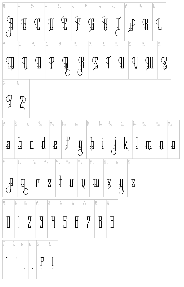Royalty Savior font map